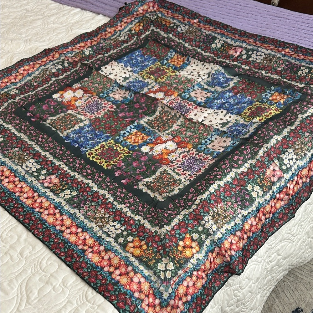 Johnny Was Floral Patchwork Silk Scarf